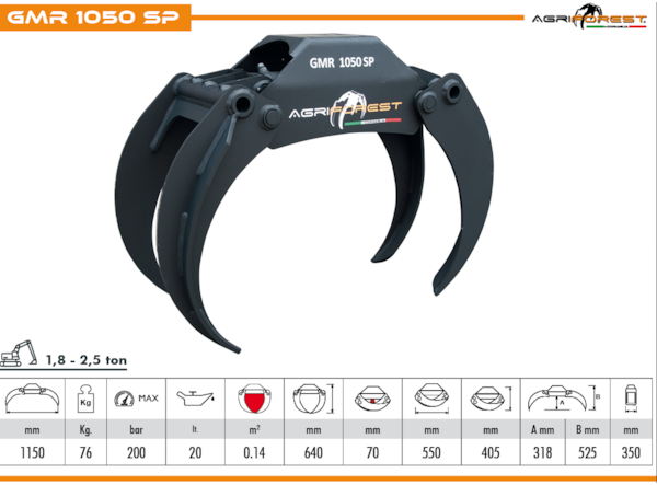  Agriforest GMR 1050 SP cu furci deschise - excavatoare 1.8 - 2.5 t -  de vanzare